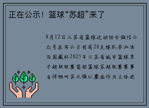 正在公示！篮球“苏超”来了